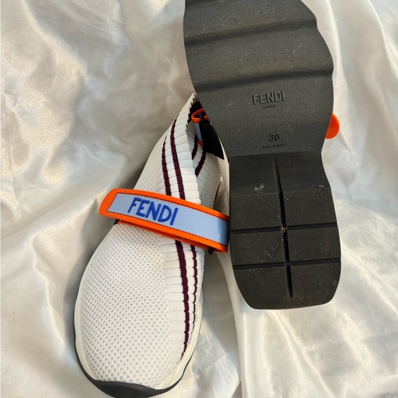 Fendi Knit Fabric Strap Closure Stretchy Sneakers - Picture 8 of 9